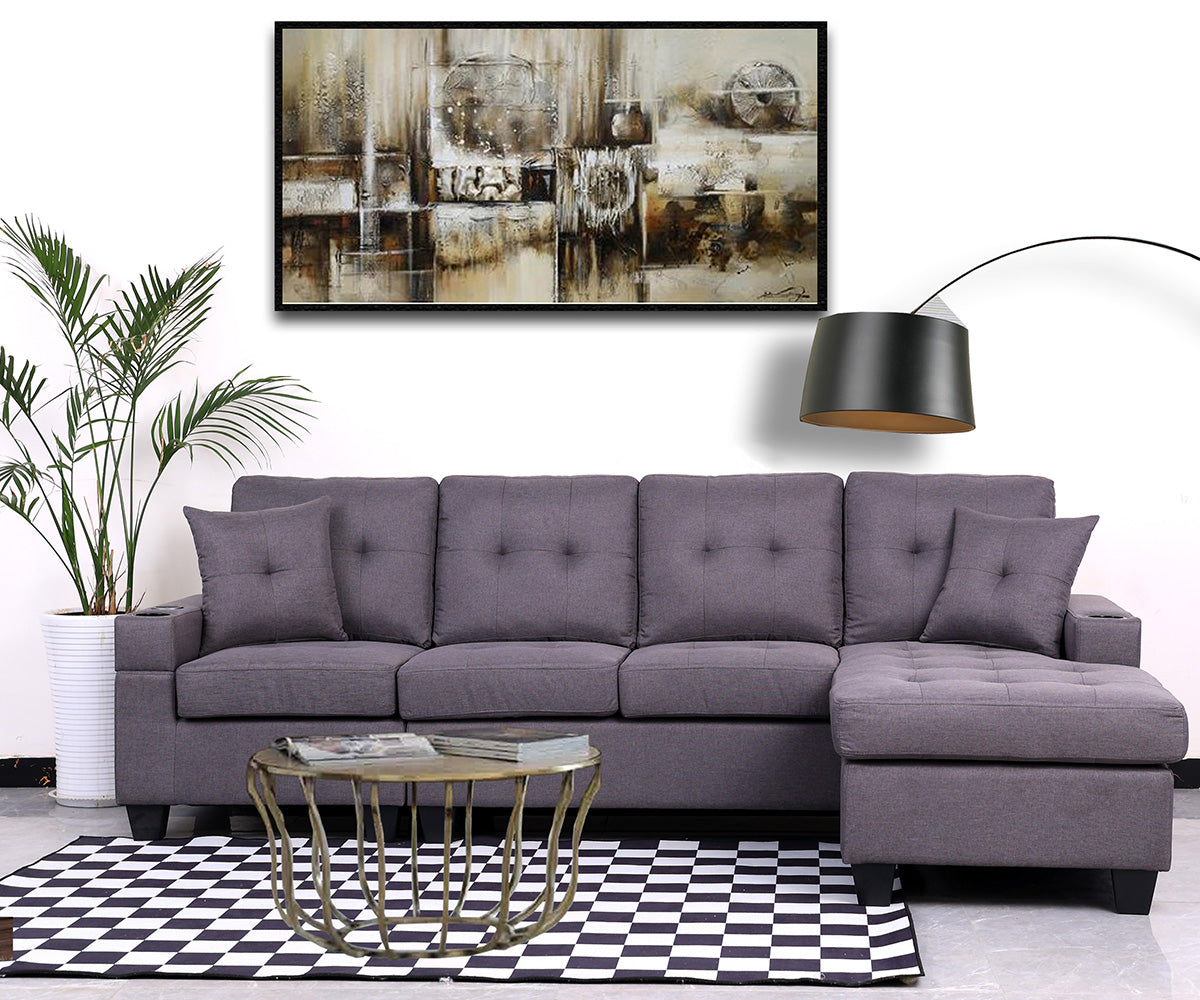 Newton Sectional Grey - Angle View