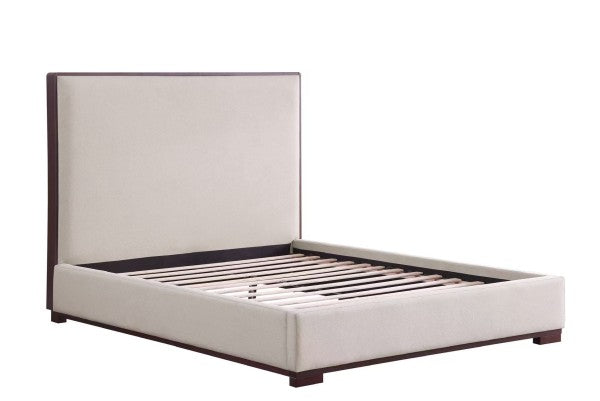 Padded Upholstered Bed - Beige front view