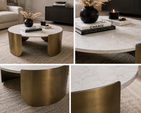 Round Coffee Table - Gold Marble