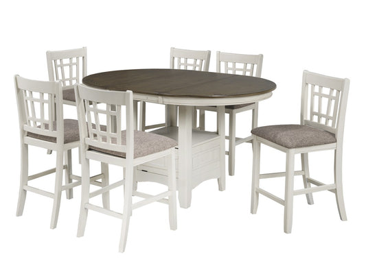 SBDS - TAVERN SERIES - 7 PIECE DINING SET - WHITE/OAK