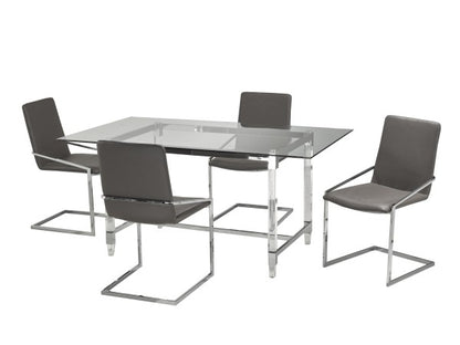 5-Piece Dining Set Grey - Front View