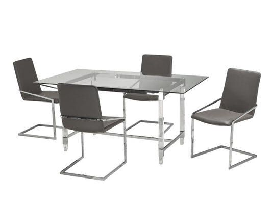 5-Piece Dining Set Grey - Front View
