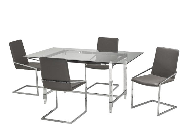 5-Piece Dining Set Grey - Front View