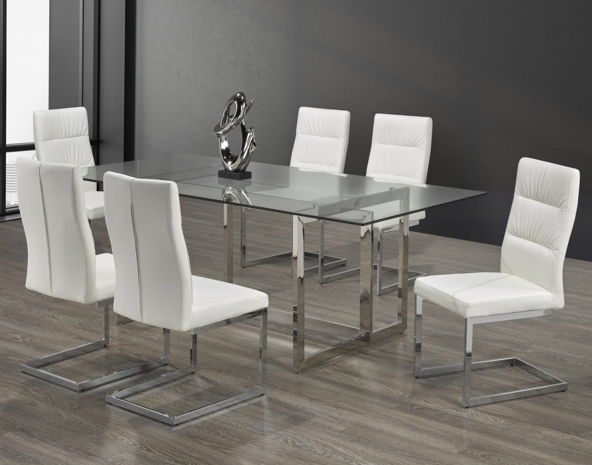 7-PIECE DINING SET - BLACK AND WHITE BX CLEAR