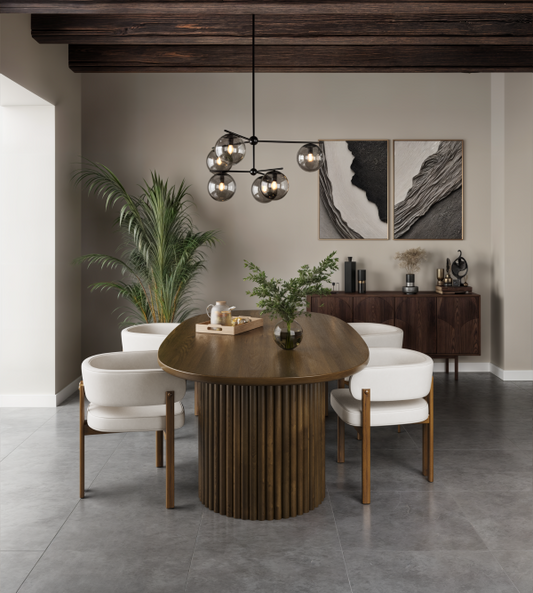 SBDS 3228672 - 5 PIECE DINING SET - WALNUT/CREAM