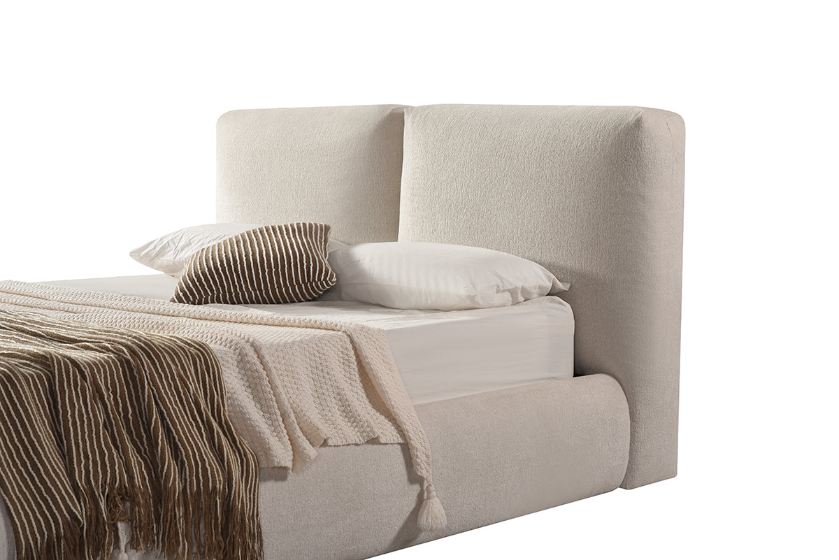 Queen Bed Frame - Beige headboard detail