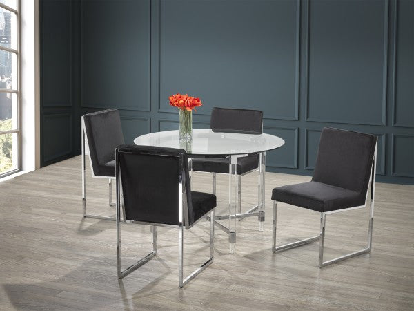 5-Piece Round Dining Set Black - Detail View