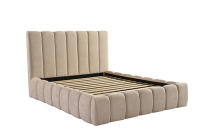 Tufted Channel Bed - Beige front view
