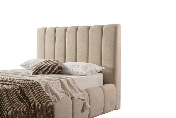 Tufted Channel Bed - Beige headboard detail