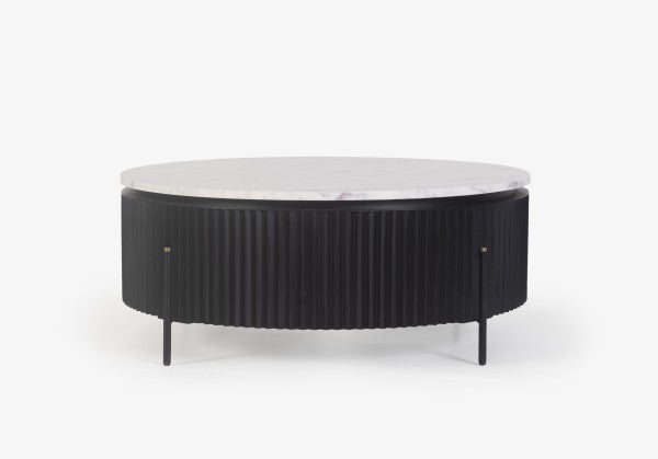 Round Coffee Table - Black Mango Wood