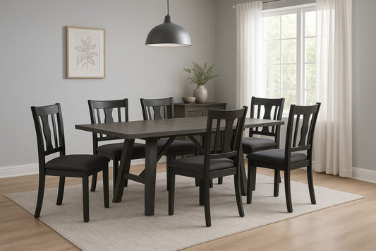 7-PIECE DINING SET - GREY BX CLEAR