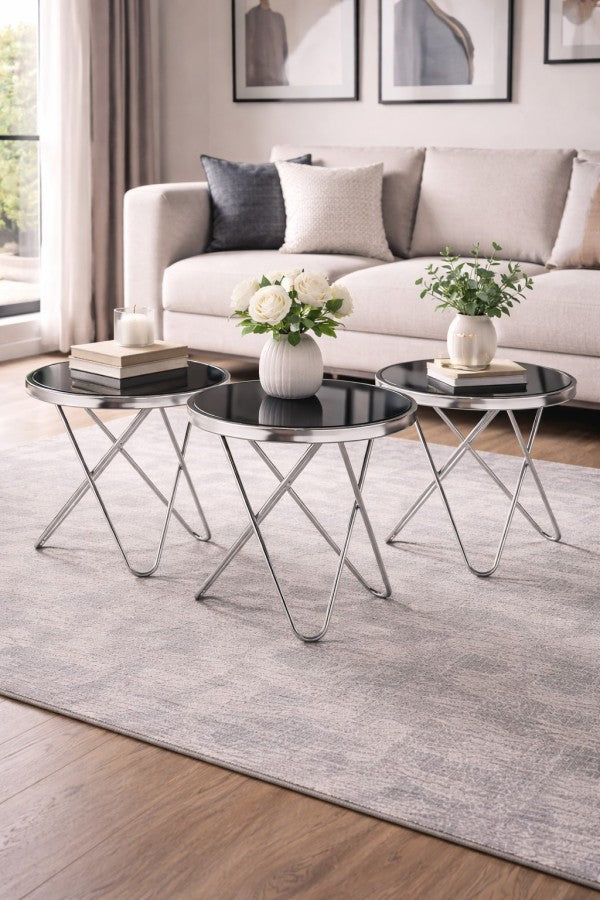 Accent Table - Silver detail