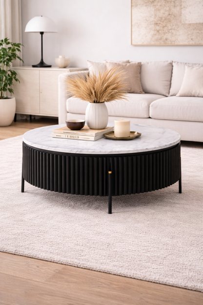 Round Coffee Table - Black Mango Wood