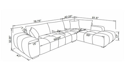 Luxury Sectional Sofa - Grey