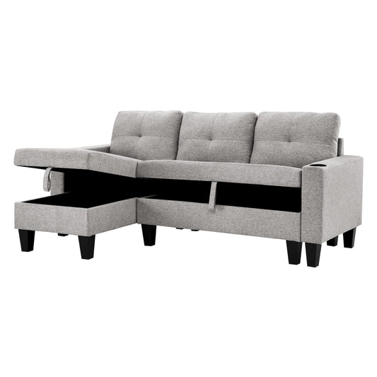 Johnny Sectional Sofa with Cup Holders & Storage – Affordable, Modern Comfort