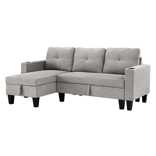 Johnny Sectional Sofa with Cup Holders & Storage – Affordable, Modern Comfort