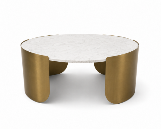 Round Coffee Table - Gold Marble