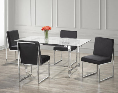 5-Piece Dining Set Black - Side View