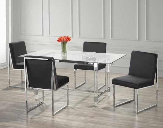 5-Piece Dining Set Black - Side View