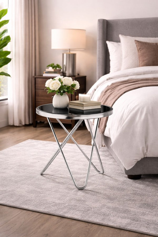 Accent Table - Silver detail