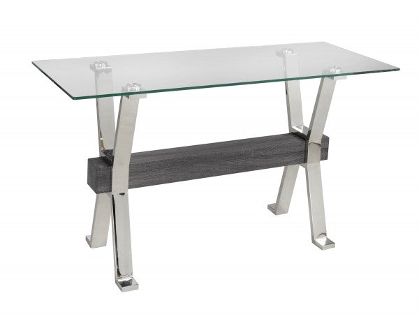 Ezra Console Table - Grey/Silver front view