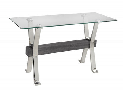 Ezra Console Table - Grey/Silver front view