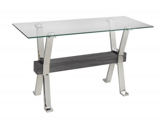 Ezra Console Table - Grey/Silver front view