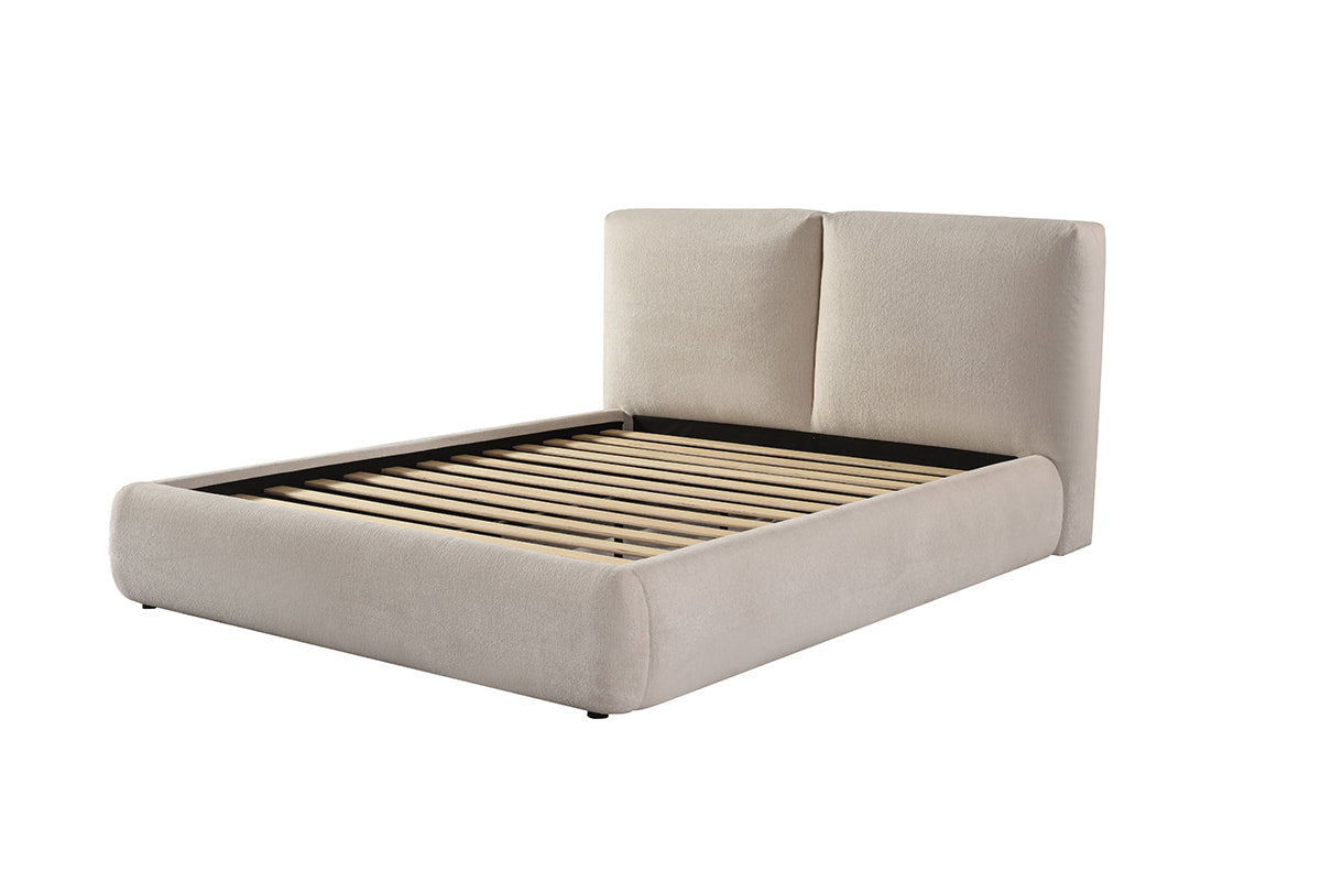 Queen Bed Frame - Beige side view