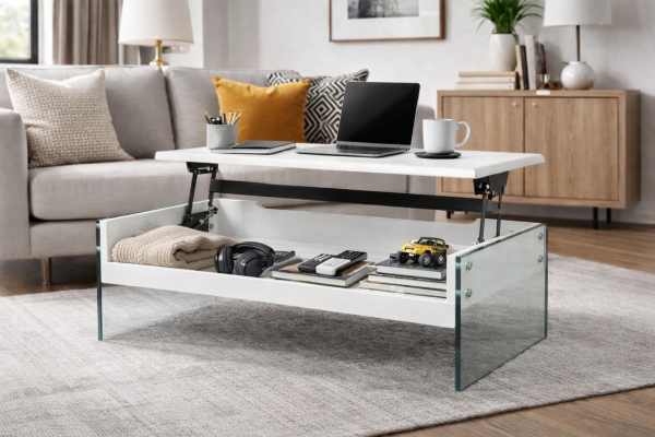 Lift-Top Coffee Table - White detail