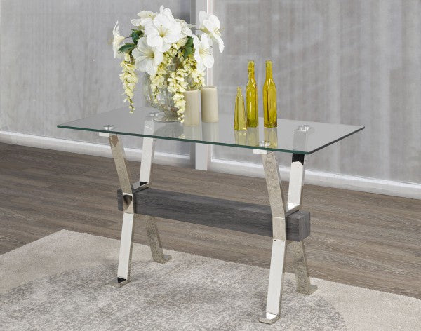 Ezra Console Table - Grey/Silver detail