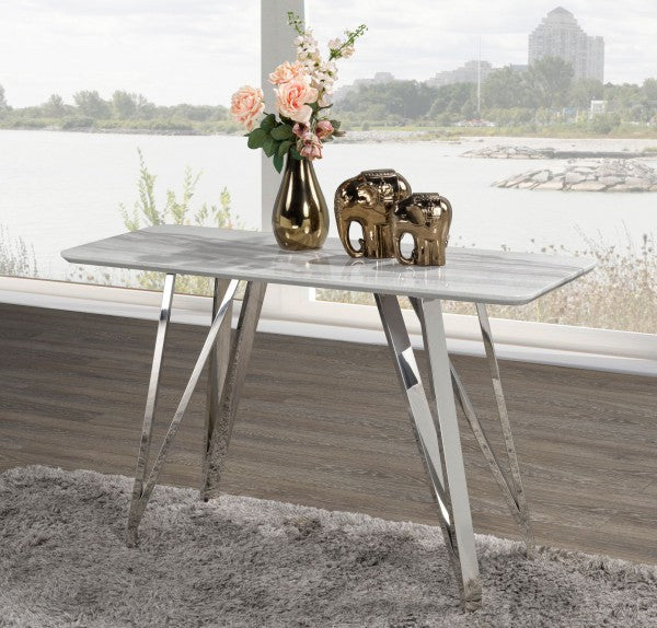 Ella Console Table - White/Silver angle view