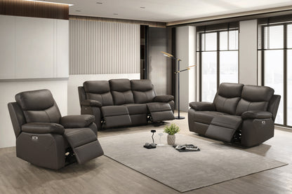 Dark Chocolate Leather Power Recliner Set