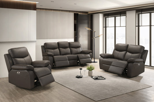 Dark Chocolate Leather Power Recliner Set