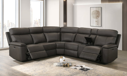Chocolate Leather Match Power Reclining Sectional
