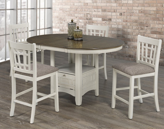 SBDS TAVERN SERIES - 5 PIECE DINING SET - WHITE/OAK
