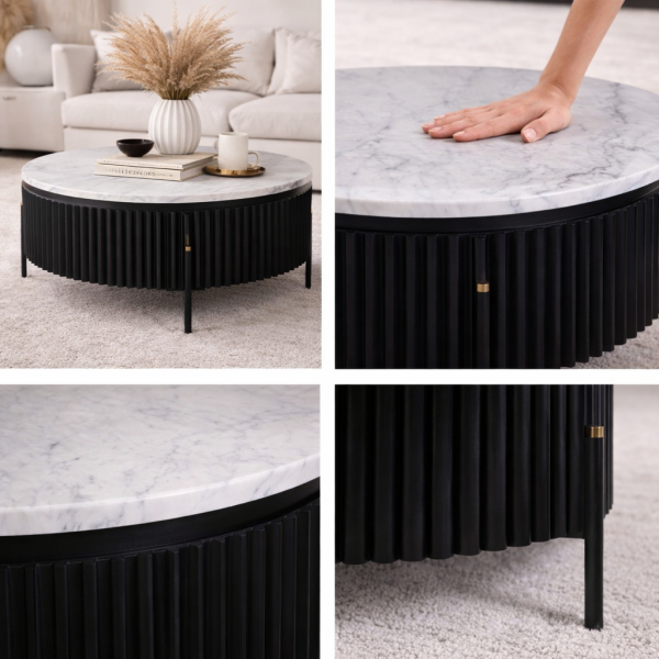 Round Coffee Table - Black Mango Wood