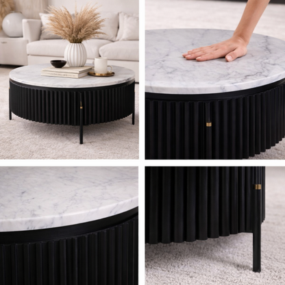 Round Coffee Table - Black Mango Wood