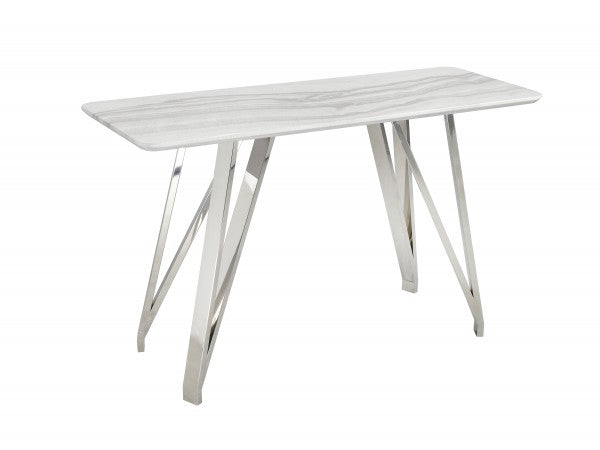 Ella Console Table - White/Silver front view
