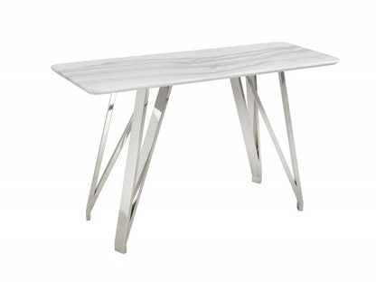 Ella Console Table - White/Silver front view