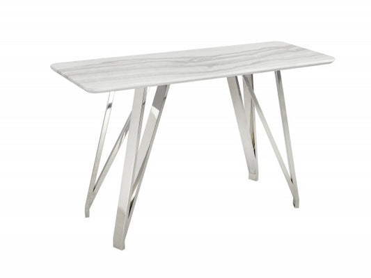 Ella Console Table - White/Silver front view