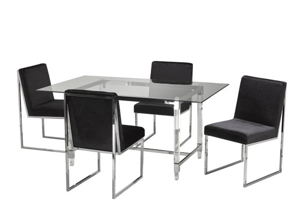 5-Piece Dining Set Black - Front View