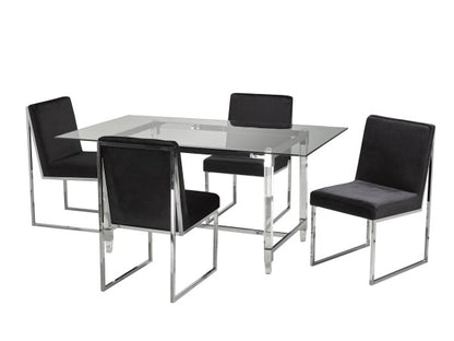 5-Piece Dining Set Black - Front View