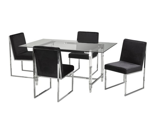 5-Piece Dining Set Black - Front View