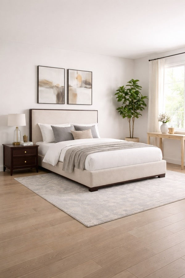 Padded Upholstered Bed - Beige detail