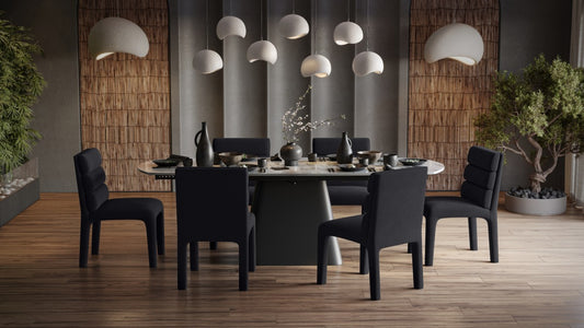 SBDS 8950137 - 7 PIECE DINING SET BLACK/WHITE - EXPANDABLE