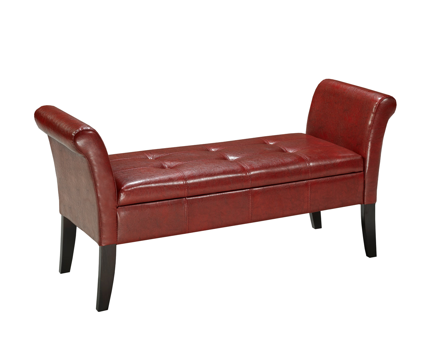 Accent Bench Red Faux Leather