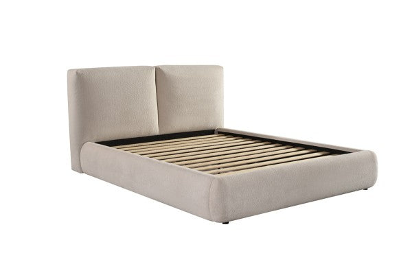 Queen Bed Frame - Beige front view