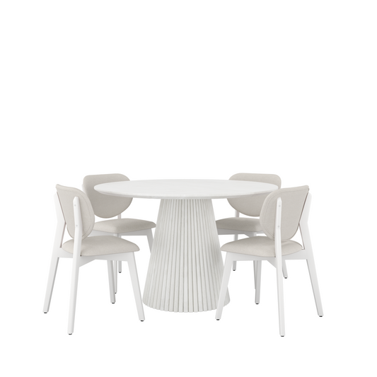 5-Piece Dining Set - White & Walnut
