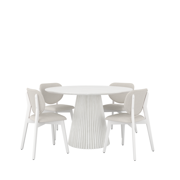 Akira 5-Piece Dining Set White Wash - Main View