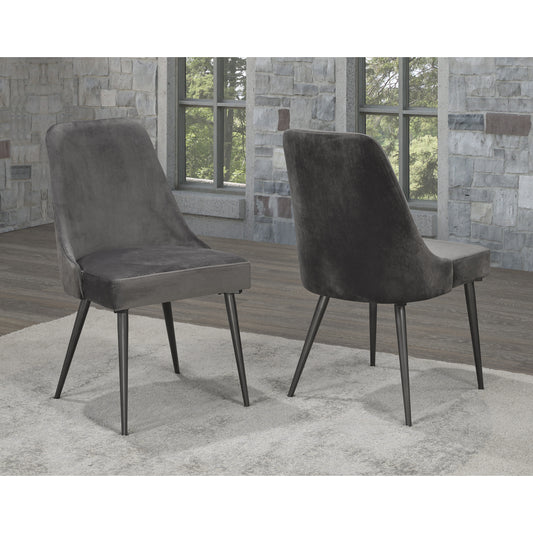 DINING CHAIR SET OF 2 - GREY VELVET